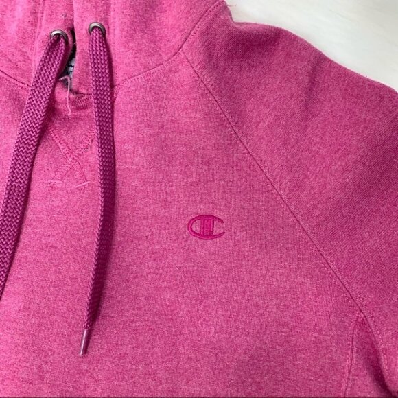 Champion Reverse Weave Sweatshirt Cropped Hoodie Sweater Raw Hem Purple Large - Picture 6 of 12